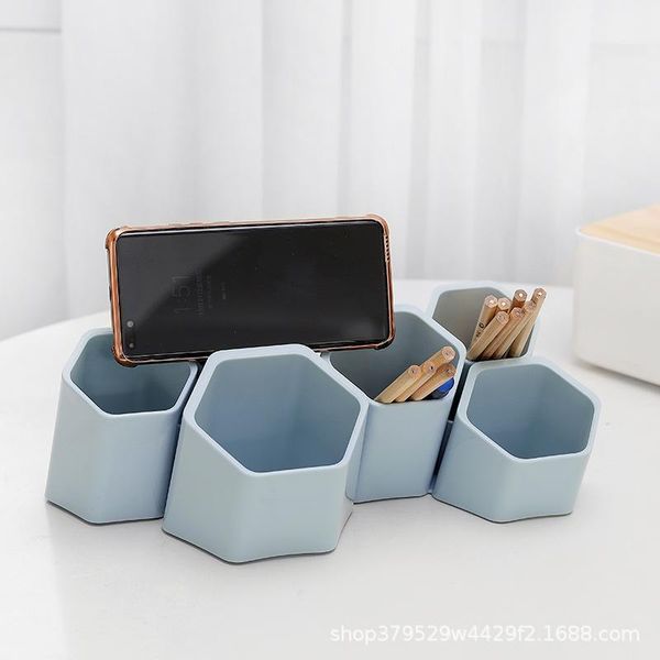 Ganchs Rails coreanos coreanos simples multifuncionais Hexagonal Stationery caixa