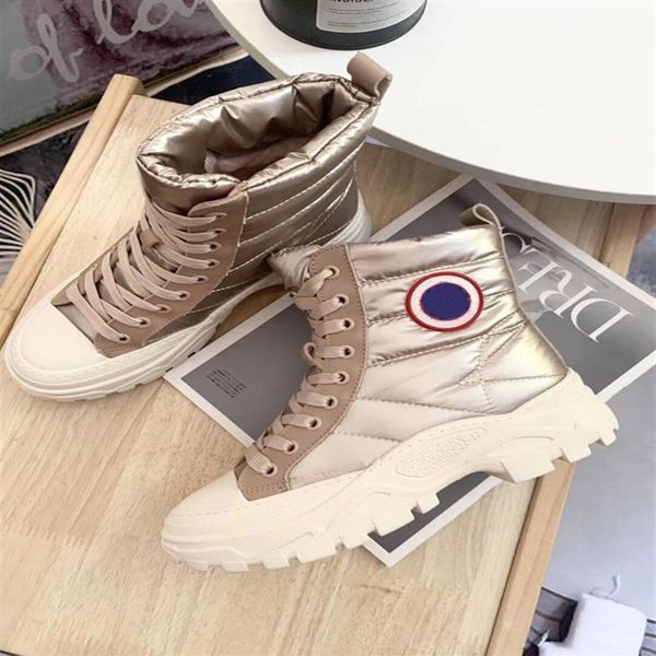 

direct selling winter women's boots fashion down jacket fabric wool inner warm boot retro designer shoes snow bo199t, Black