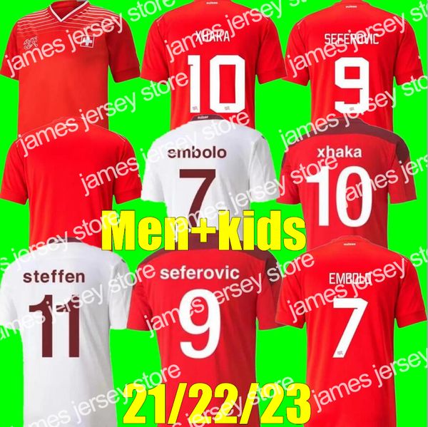 

new 2021 2022 2023 switzerland soccer jerseys home red 21 22 23 suisse shaqiri akanji freuler sefer, Black;yellow