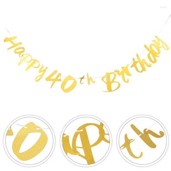 Украшение вечеринки день рождения знамени 40th Decorations Anniversary Happy 40 Garland Blitter Годы Bunting Suppors Подпись золотой бумаги