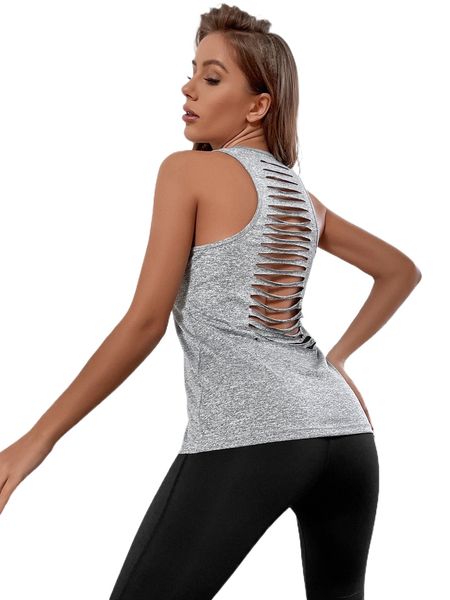 

breathable softness ladder cut sports tank y5rd#, Gray