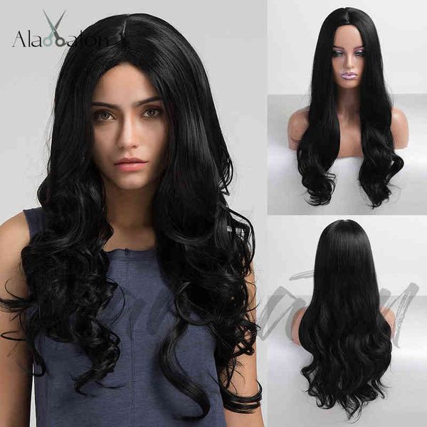 

women's black medium length wavy curly hair fashion chemical fiber headgear 220527