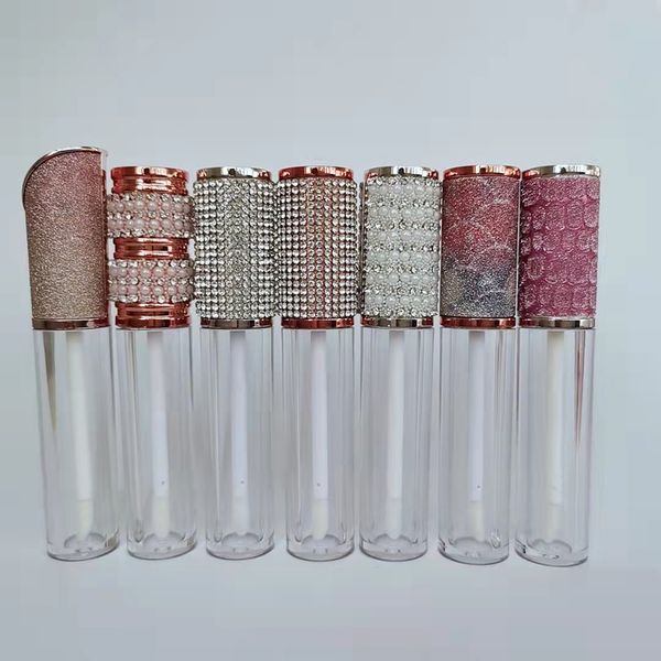 

wholesale cosmetic packaging private label 5ml lipstick tubes luxury diamond bling rhinestone empty lipgloss tube custom logo lip gloss bott