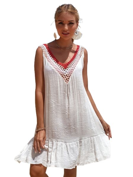 

knitted trim cover up w5b5#, White;black