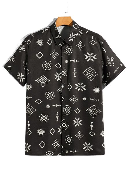 

men geo print shirt m9mq#, White;black