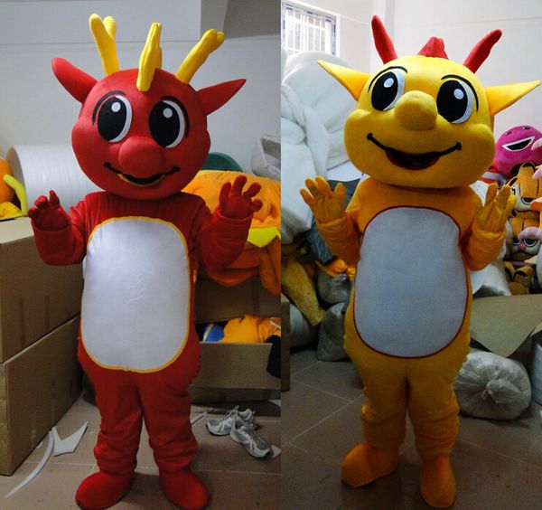 Costume da bambola mascotte Materiale EVA Dinosauro giallo rosso Costumi mascotte Abbigliamento per cartoni animati Costumi pubblicitari Festa di compleanno 205
