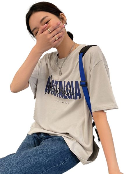 

dazy letter graphic drop shoulder tee e4lb#, White