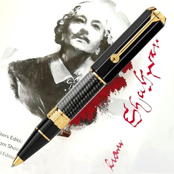 

luxury limited edition william shakespeare ballpoint pen school office stationery unique design carbon pens with serial number, Blue;orange