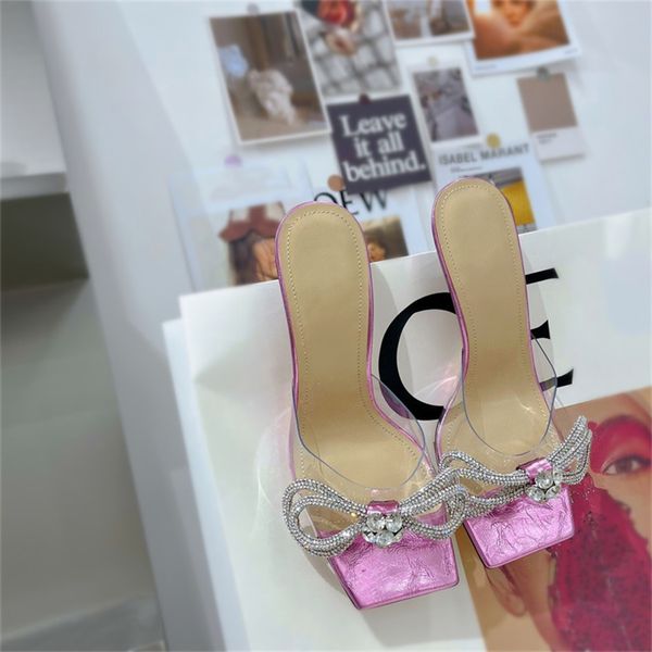 

new brand fashion sandals and high heels design ladies solid color versatile temperament transparent diamond princess bow crystal shoes, Black