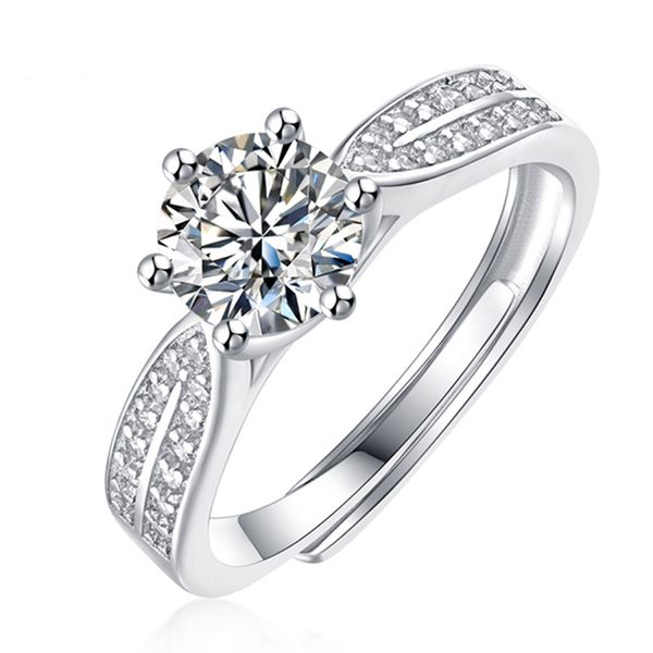 Echter Moissanit Luxus-Sonnenblumen-Ring 1 CT Diamant-Lotus-Ring für Damen, ausgefallene Eheringe aus Sterlingsilber, inklusive Box