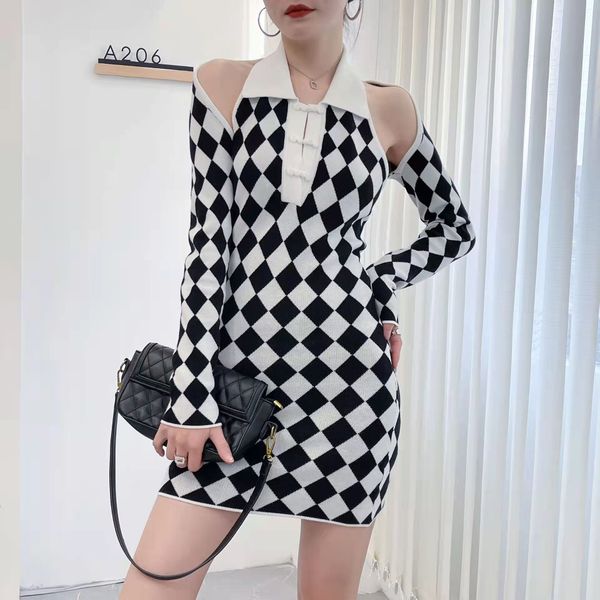 

dress spring and summer new products retro rhombic lattice shawl cheongsam two piece set self-cultivation hip wrap skirt, Black;gray