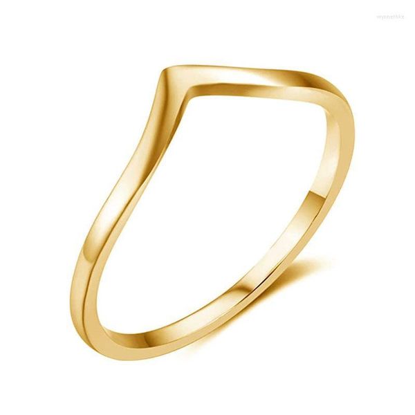 Anéis de casamento fysara Mulheres simplifica anel liso Slim V-Shape Knuckle Engajamento de aço inoxidável jóias de mão feminina wynn22