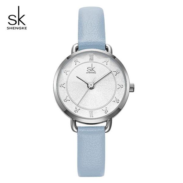

shengke creative glitter dial women leather wrist watch movement quartz watches slim buckle strap reloj mujer montre femme#k9001214k, Slivery;brown