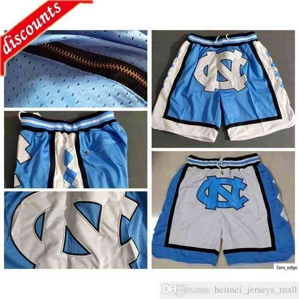 

just ncaa north carolina tar heels shorts new breathable sweatpants teams classic sportswear college basketball shorts zipper pocketsbfh2, White;black