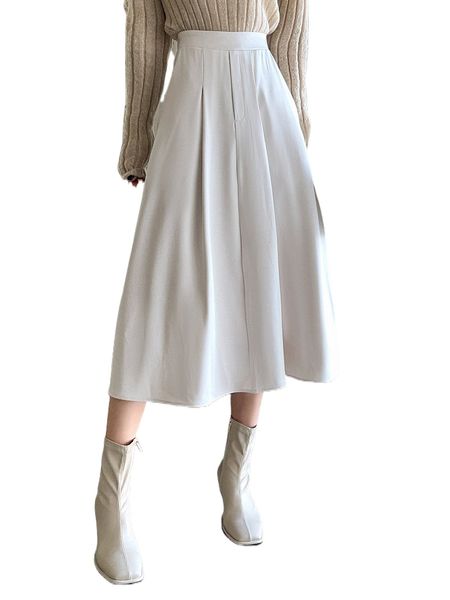 

dazy high waist plicated detail a-line skirt p3zu#, Black