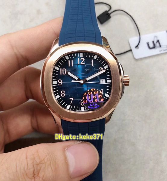 

u1f 4 colors men wristwatches watches 5167 40mm stainless rose gold natural rubber strap luminescent transparent cal.324 automatic mechanica, Slivery;brown
