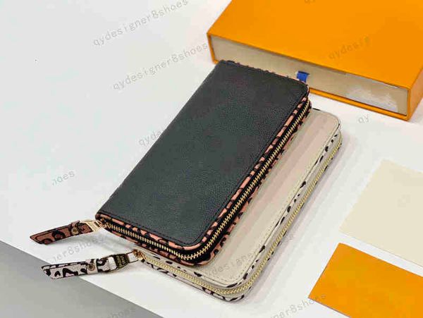 

2021 designer women's black and white leopard print wallets for women purse