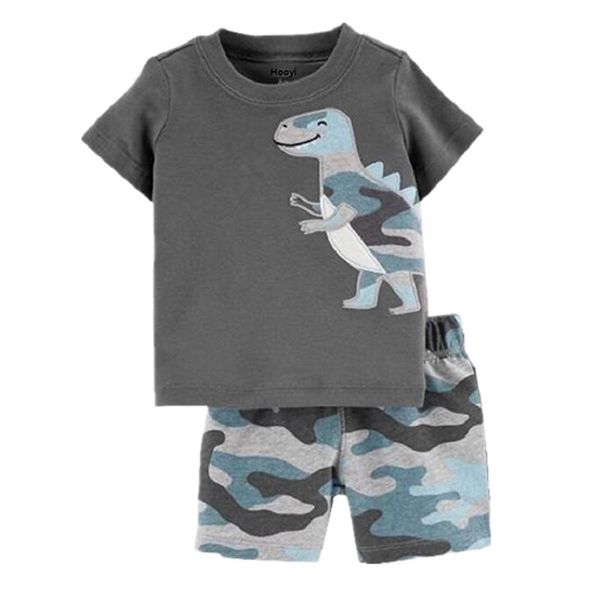 Giyim Setleri Kamuflaj Bebek Erkek Giysileri Takım Yaz Dino T-Shirts Camo Şort Pantolon Gündelik Boy Kıyafet Pamuk Üstleri 6 9 12 18 24mclothing