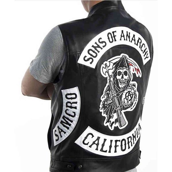 

son of chaos harley motorcycle vest embroidered waistcoat, Black