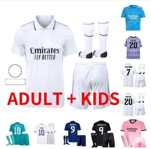 

kids kit 21 22 23 real madrids alaba vini jr finals soccer jerseys home away third 2021 2022 2023 hazard benzema asensio marcelo football sh, Black