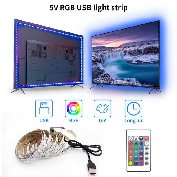 Полоски 1-5 м 2835 SMD DC5V USB Room Smart Guble Luces Светодиодные светильники без водонепроницаемы