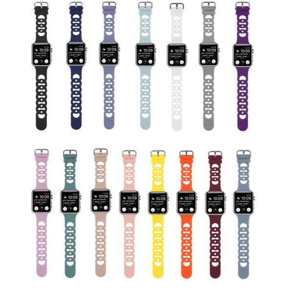 Tiras de silicone círculo oco para o relógio de maçã 7/6/se/5/4/3/2/1 1 38mm 40mm 42mm 44mm 41mm 45mm mulheres magras estreitas bandas esportivas finas para iwatch