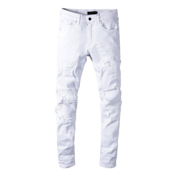 Jeans da uomo firmati Amirlies Uomo Slim Nero Skinny Rip Jeans bianchi Dritto Hip Hop Stretch Distressed Moto Patch Biker Denim Star Regular Rock Fi