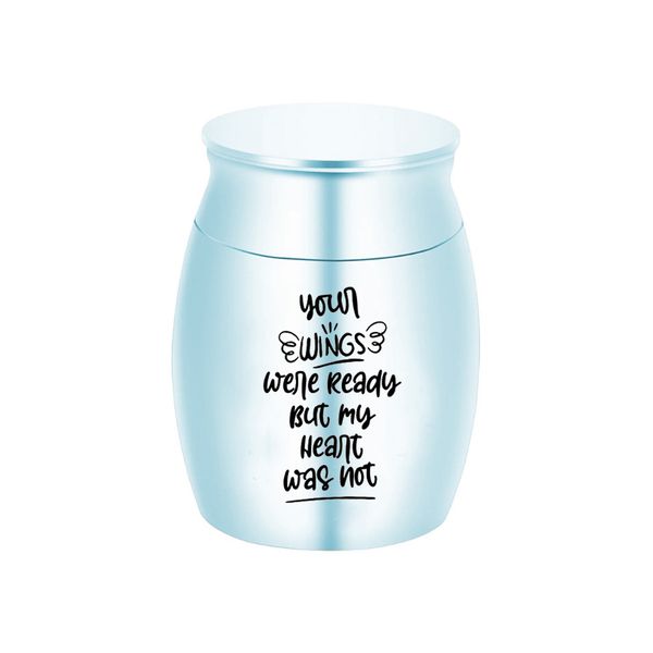 

40x30mm mini angel wings cremation pendant urns memorial urn for pet human ashes funeral keepsake - your wings were ready but my heart, Silver