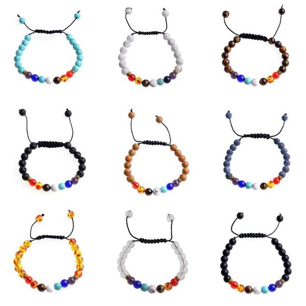 

seven chakra bracelets men and women fashion personality popular 2019 new listing essential oil diffusion yoga282p, Black