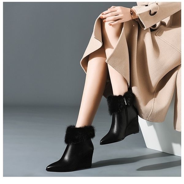 

new beautiful women highheeled boot with fur 201106, Black