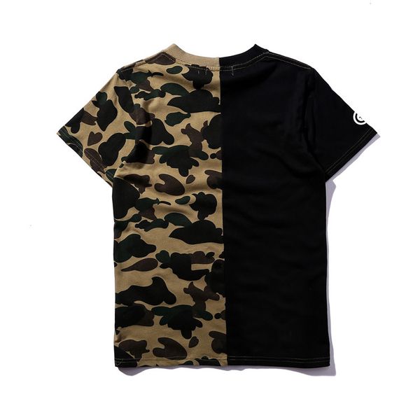 

fashion mens designer t shirt camouflage patchwork chimp man short sleeve round neck cotton tees polo size m-3xl, White;black