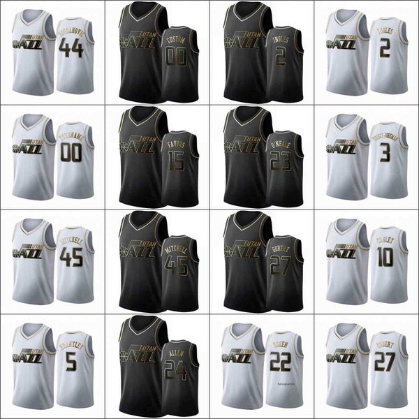

men utah jazz''donovan mitchell mike conley jr. rudy gobert bojan bogdanovic jarrell brantley custom golden edition jersey, Black