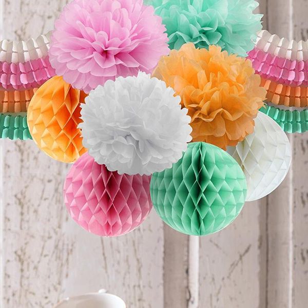 Decorazione del partito 12 pz/set Four Leaf Clover Paper Honeycomb Ball Flower Ornamento di compleanno, matrimonio