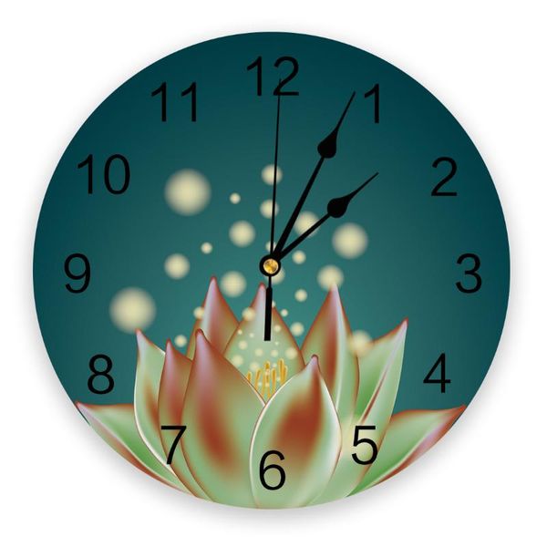 Relógios de parede Art Lotus Pattern Clock for Kids Room Decoração de casa moderna adesivos de vida digital relógio