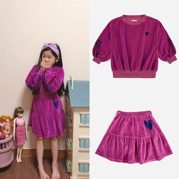 Aw BC Style Rose Red Suit Crianças Sorto para meninos Meninas Imprimir suéteres de veludo saia bebê Pullover de algodão 220809