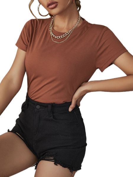 

solid round neck tee k5sq#, White