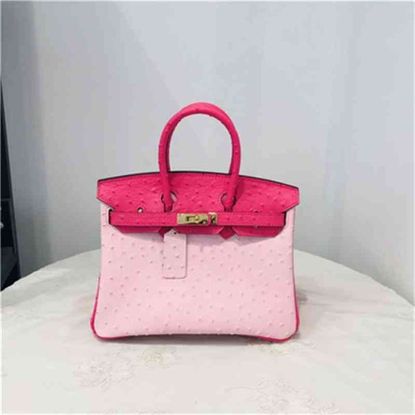 

original edition designer classic hremm bags platinum bag women 2023 new leather portable ostrich pattern high-end first l 52mf