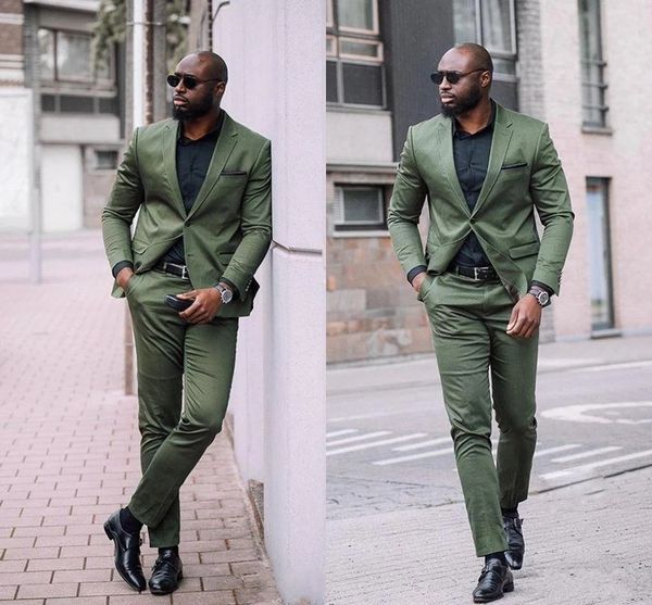 

new design hunter army green men suit slim fit two pieces groomsmen wedding tuxedos for black men formal prom suit jacket pants, Black;gray