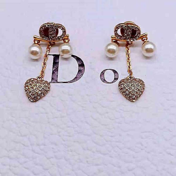 

factory wholesale advanced love pearl chain diamond earrings versatile women's fashion accessories, Golden