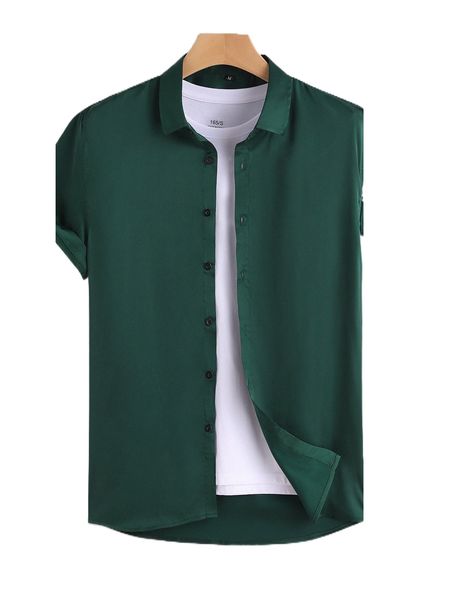 

men solid button up satin shirt without tee i8r1#, White;black