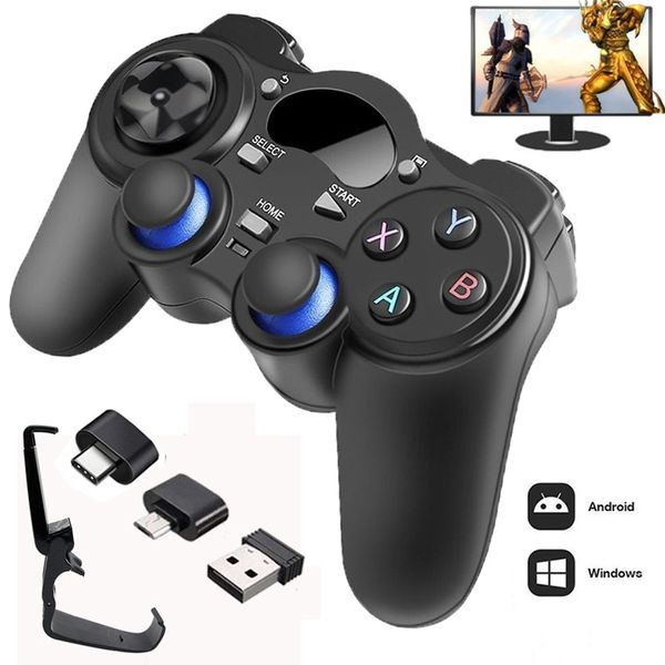 2.4g controlador de jogo sem fio joystick gamepad com micro usb otg conversor adaptador para caixa de TV Android