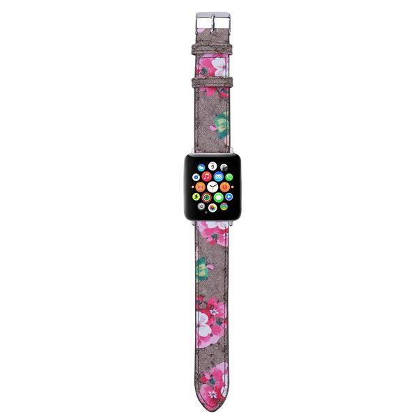 Кожаные ленты для Apple Watch Designer Bands Iwatch Strap серия 7 SE 40 мм 45 -мм мужские браслеты Wowan Fashion Watch -watch с узорами часов Smart Watches Black