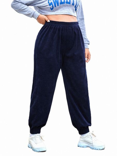

plus high waist corduroy pants j4be#, Black