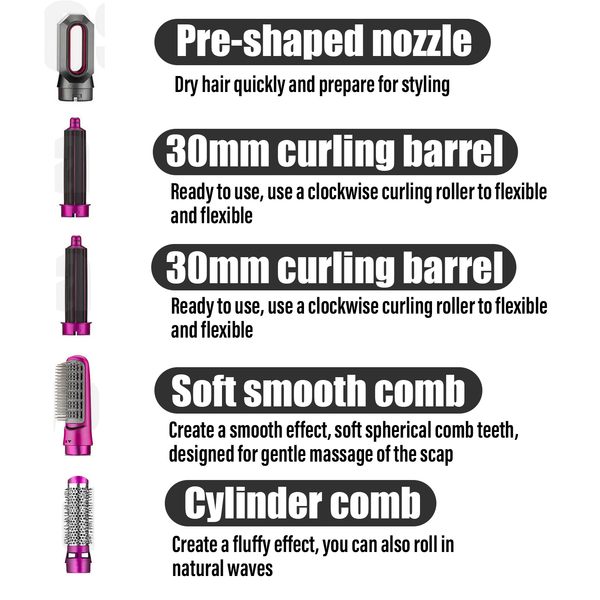 

Hair Dryer 5 In 1 Hair Wrap Electric Hair Straightener Brush Blow Dryer Air Comb Detachable Home Various Wand Brush