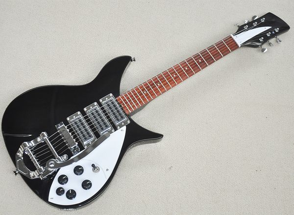 

black 6 strings electric guitar with 527 mm scale length