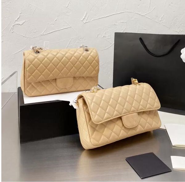 

tz women's designer grained calfskin shoulder bags classic c small double flap gold/silver metal matelasse chain crossbody multi sacoch