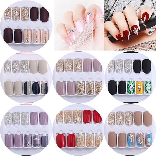 False unhas 30pcs/caixa curta com design artificial Fake Press em Dicas de unhas Decoração para Kit de Manicure Conjunto Prud22