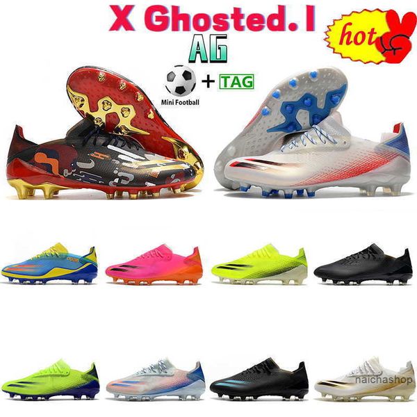 

2022 men soccer cleats football shoes x ghosted 1 ag gold black deep blue volt red pink white yellow mens sportss neakers us 6.5-11