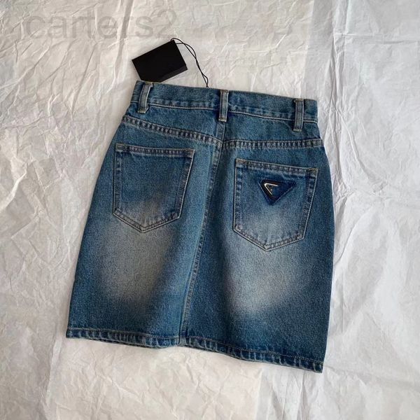 

skirts designer 2022 summer new pr letter triangle premium wash simple slim denim skirt fashion women 06db, Black