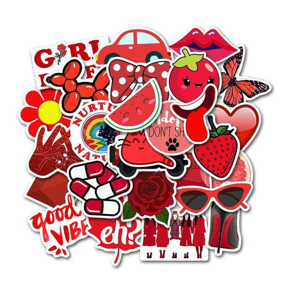 

red girl lovely car sticker suitcase trolley case lapgraffiti sticker pvc waterproof stickers